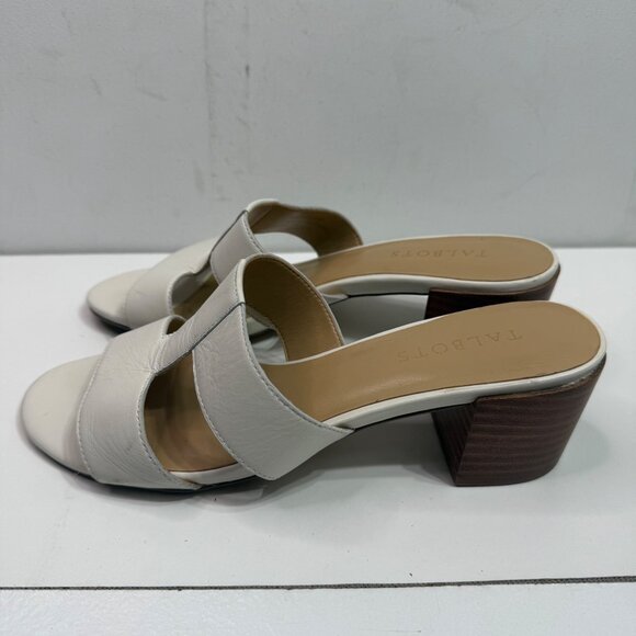 Talbots Womens 8.5M Soft White Tilly Nappa Leather Block Heel Sandals - Picture 2 of 7